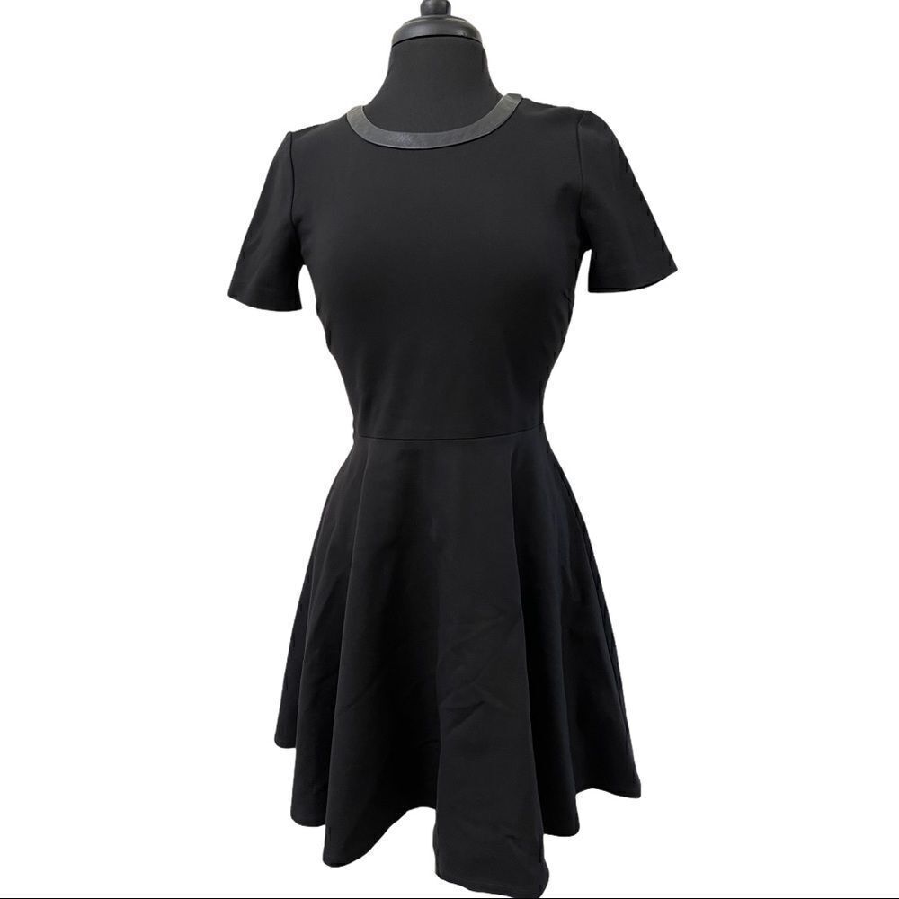 madewell Fit and Flare Leather Trim Dress Sz S